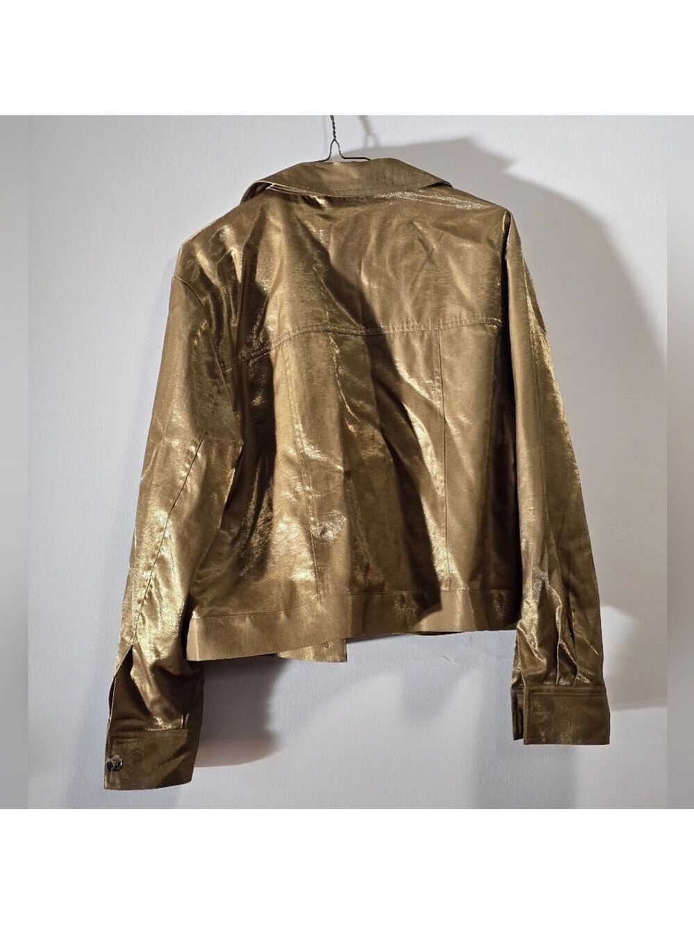 French Connection Metallic Gold Button-Front Jean Jacket - Picture 6 of 8